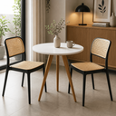 Ver imagem 3 de Conjunto Mesa de Jantar Redonda 70cm com 2 Cadeiras Mônaco Rattan - Preto e Nude