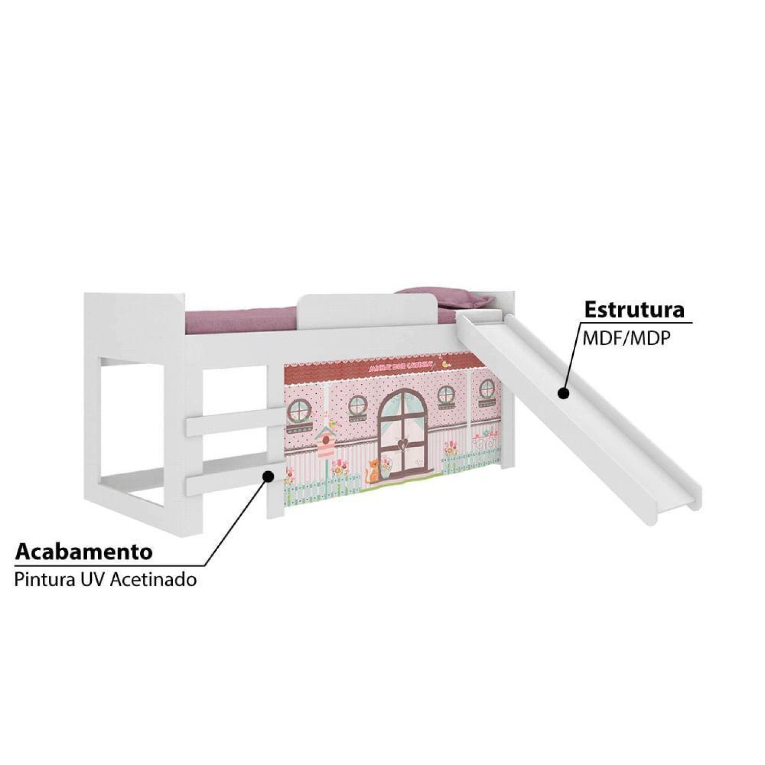 Cama Infantil com Escorregador Doce Casinha Joy - 2