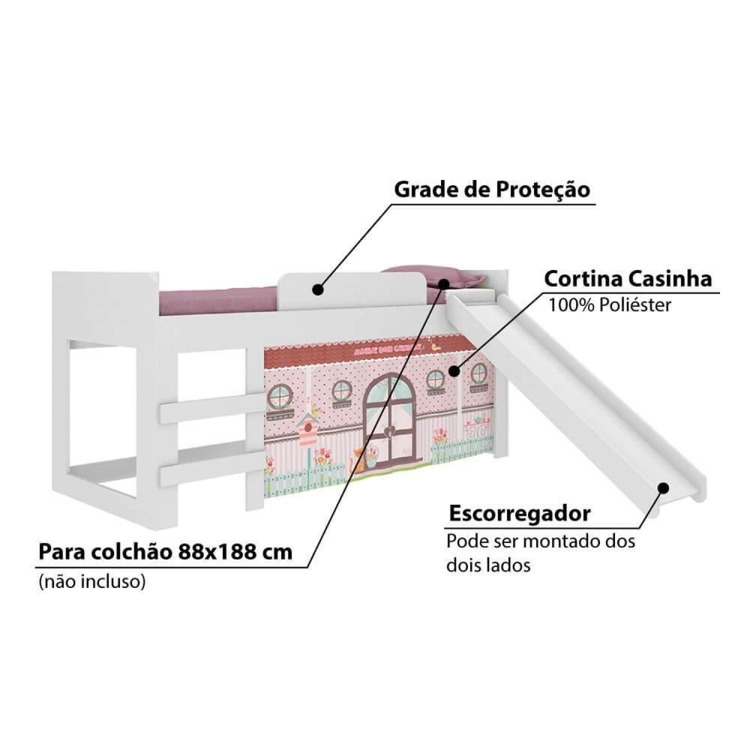 Cama Infantil com Escorregador Doce Casinha Joy - 3