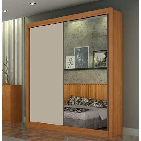 Guarda Roupa Solteiro Espelho 2 Portas Milano - Arbo Design