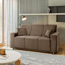 Ver imagem 1 de Sófa 3 Lugares Fixo Tokyo Veludo Marrom Castor - Speciale Home
