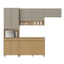 Ver imagem 2 de Cozinha Modular Completa 4 Peças 9 Portas 3 Gavetas Nesher Simone Mendes 270cm Mdf Carvalho/greige