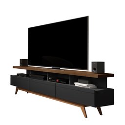 Rack para Sala Vivare Wood 1.8 p/ TV 72 pol. - 3 Gavetas:Black/Freijó - 1