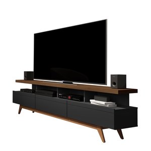 Rack para Sala Vivare Wood 1.8 p/ TV 72 pol. - 3 Gavetas:Black/Freijó