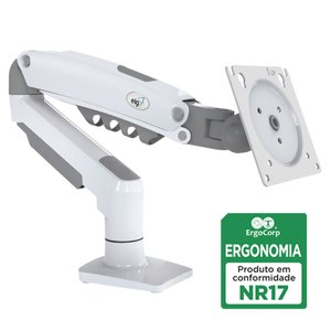 Suporte Articulado de Mesa, Elg, F80w, para Monitor de 17" a 35", Pistão a Gás, Giro 360°, Branco