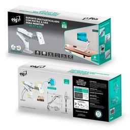 Suporte Articulado de Mesa, Elg, F80w, para Monitor de 17" a 35", Pistão a Gás, Giro 360°, Branco - 5