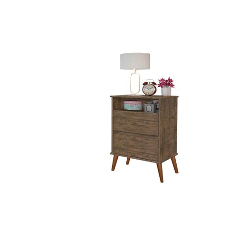 Mesa de Cabeceira On Estilo Retrô Cor Canela