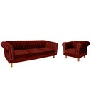 Ver imagem 1 de Um Sofá Duque Chesterfield 2.30 + Uma Poltrona Suede- Bordo Sala Recepção Barbearia