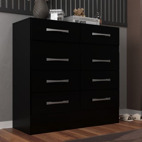 Cômoda Roupeiro Imperatriz 8 Gavetas Cor Preta Imperatriz