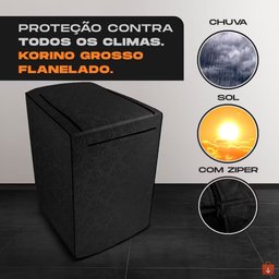 Capa Máquina Lavar Roupas Ziper 12 13 14 15 Kg Brastemp Electrolux Consul Preto/g - 3