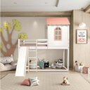 Ver imagem 1 de Cama Alta Infantil Club House Sweet com Escorregador Casatema MadeiraOriginals Branco/Rosa