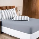 Ver imagem 4 de Jogo Cama Lençol Daily Solteiro Malha 100% Algodão Listrado 2 Peças - Cinza
