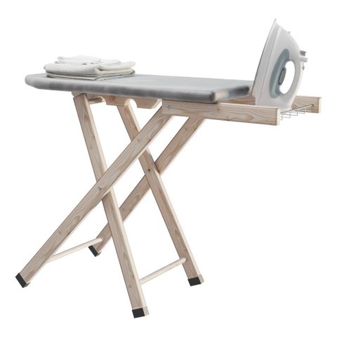 Tabua Mesa De Passar Roupa 100% Madeira Tampo Termico Tomada Technox