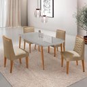 Ver imagem 1 de Mesa de Jantar Copper 120cm Tampo Mdf 4 Cadeiras Moderna Turim 07 /off /naturale /serig Off