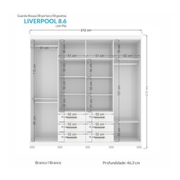 Guarda Roupa Casal 8 Portas 6 Gavetas Liverpool 8.6  - 4