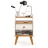 Mesa de Cabeceira Dakota com 1 Gaveta, Nicho e Prateleira - Off White com Freijó - 4