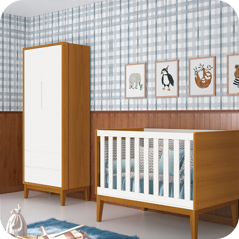 Guarda Roupa Infantil 2 Portas e 2 Gavetas Branco Savana Classic Madeira