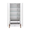 Ver imagem 3 de Cristaleira 2 Portas 3 Prateleiras de Vidro 2 Gavetas Tiê CabeCasa MadeiraOriginals