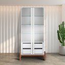 Ver imagem 1 de Cristaleira 2 Portas 3 Prateleiras de Vidro 2 Gavetas Tiê CabeCasa MadeiraOriginals