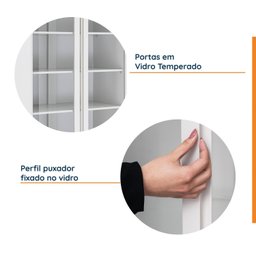Cristaleira 2 Portas 2 Gavetas MDF Tiê CabeCasa MadeiraMadeira - 6