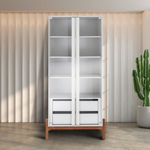 Cristaleira 2 Portas 2 Gavetas MDF Tiê CabeCasa MadeiraOriginals