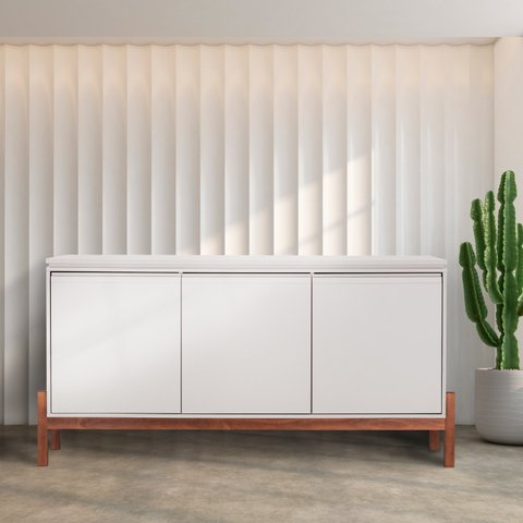 Buffet TIê 2 Gavetas 3 Portas 168cm Pés em Madeira Maciça CabeCasa MadeiraOriginals Offwhite