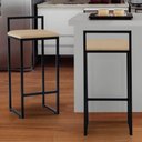 Ver imagem 2 de Banqueta Alta Estofada Suede Pietra Base Preta House Móveis:bege