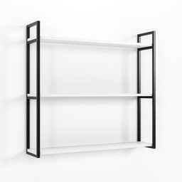 Prateleira Organizador Industrial 3 Níveis de Parede Metalon Preto 75x18x80 Mdf Branco - 3