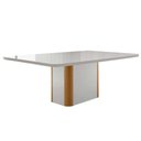 Ver imagem 4 de Conjunto: Mesa de Cozinha Pietá C/ Tampo Madeirado C/ Vidro Canto Curvo 180x90cm e 6 Cadeiras