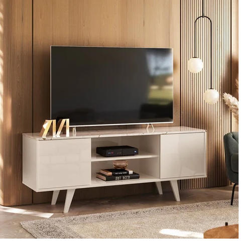 Rack para Tv até 50 Polegadas Lisboa Calacata/offwhite