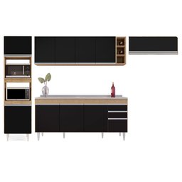 Armário de Cozinha Modulada 5 Peças CP18 com Pia Inox Castanho/Preto - Lumil Lumil Móveis - 6