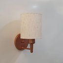Ver mais imagens de Arandela Cilíndrica Md-2009 Base Cobre Cúpula em Tecido 14x15cm Linho Bege - Bivolt