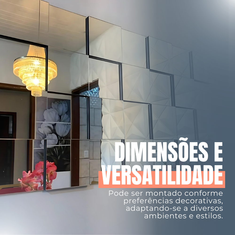 Espelho Decorativo 3d Painel Placa Vidro Liverpool 1,05m X 60cm Montável - 6