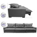 Ver imagem 2 de Sofá Retrátil e Reclinável 4.12m com Molas Ensacadas Cama inBox Prime Tecido Linho Cinza Escuro