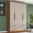 Ver imagem 2 de Guarda Roupa Solteiro 4 Portas 4 Gavetas Mari 154x231 cm Cinamomo Areia Zanz