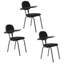 Ver imagem 1 de Kit 3 Cadeiras Universitária Secretária com Prancheta Ecoflex