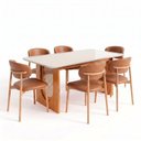 Ver imagem 3 de Conjunto de Jantar com Mesa Tali 180cm e 6 Cadeiras Ema CabeCasa MadeiraOriginals Marrom/Bege