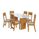Ver imagem 3 de Conjunto Sala de Jantar 1 Mesa Tampo MDP Retangular 6 Cadeiras Viena Amarelo/Freijó/Off/Linho