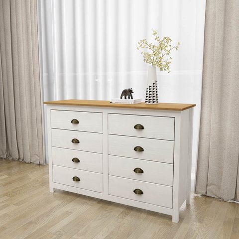 Cômoda 8 Gavetas Topázio Branco/freijó Madeira Pinus - Finestra