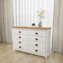 Ver imagem 1 de Cômoda 8 Gavetas Topázio Branco/freijó Madeira Pinus - Finestra