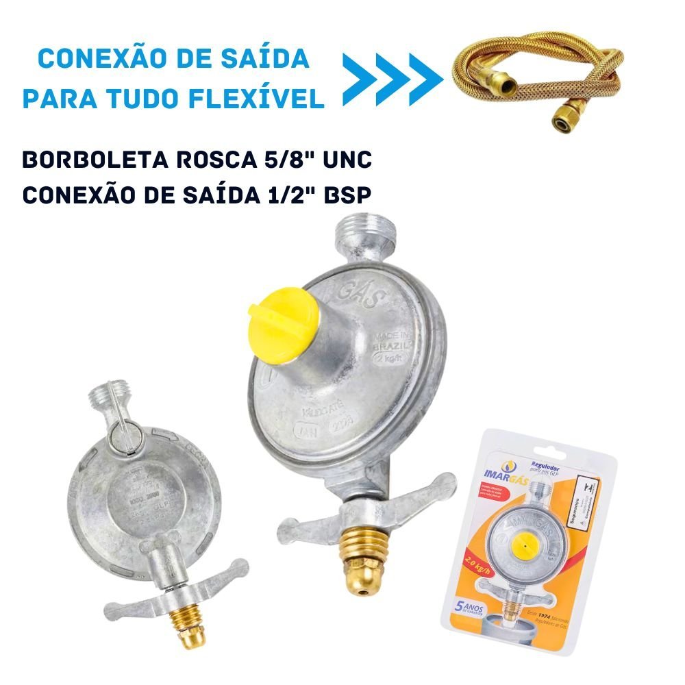 Regulador Registro Válvula Gás de Cozinha 2kg para Tubo Flexível 1/2 Imargás 2000/03b - 2