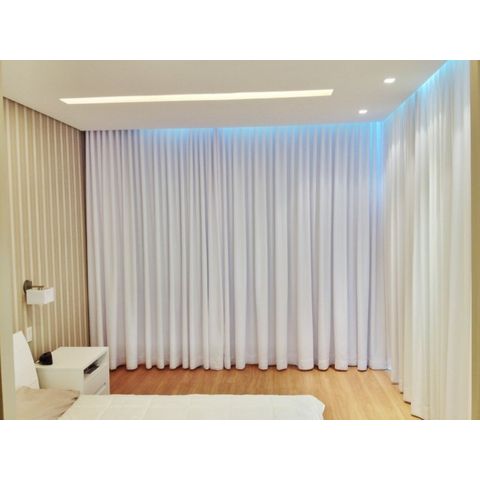 cortina trilho suíço 3 metros- 2 vias - linho + blackout -