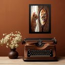 Ver imagem 2 de Quadro Motivacional Autoestima Gato Espelho Leão 24x18cm:moldura Preta