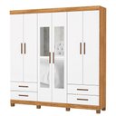 Ver imagem 3 de Guarda-roupa Casal Genova 6 Portas 4 Gavetas com Espelho 22111 Cinamomo/branco - Carioca Móveis