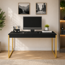 Ver imagem 2 de Mesa para Escritório Industrial Diretor 90 cm - Preto/Dourado