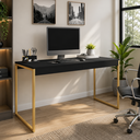 Ver imagem 1 de Mesa para Escritório Industrial Diretor 90 cm - Preto/Dourado