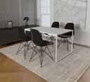 Ver imagem 1 de Mesa Industrial Base Ferro Branco Tampo 137x90 Branco 4 Cadeiras Eames Ferro Preto Assento Preto