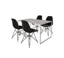 Ver imagem 2 de Mesa Industrial Base Ferro Branco Tampo 137x90 Branco 4 Cadeiras Eames Ferro Preto Assento Preto