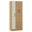 Ver imagem 2 de Guarda Roupa Solteiro Compacto 3 Portas 2 Gavetas Cabideiro Carvalho