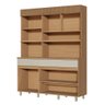 Cozinha Compacta 5 Portas 2 Gavetas Nesher Realeza 160cm Mdf Carvalho/greige - 3